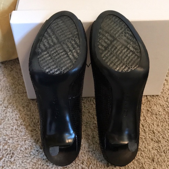 Calvin Klein Black Leather Peep-toe High Heels - Picture 10 of 12